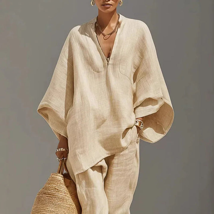 Alina | Damen Leinen Zweiteiler
