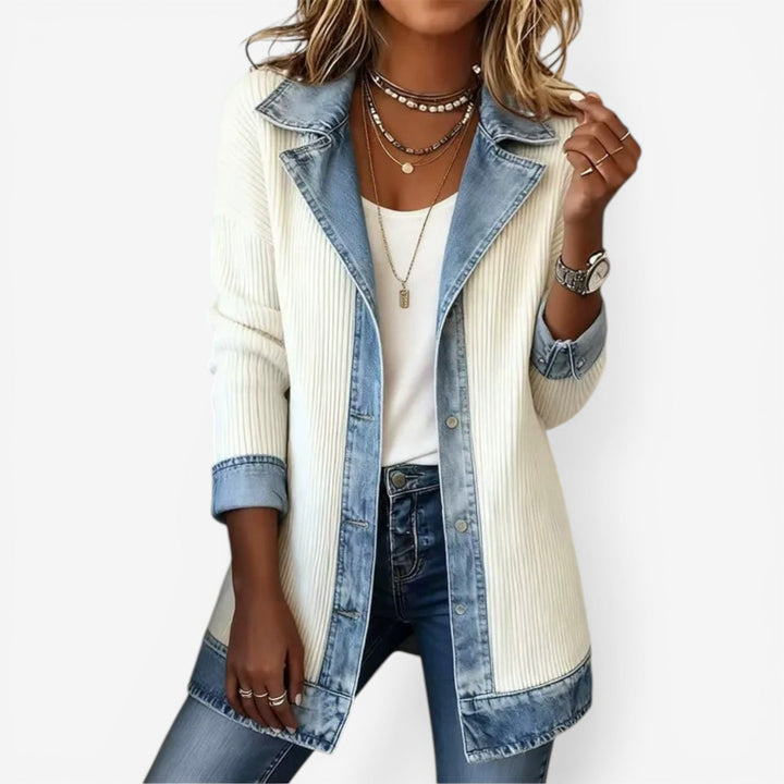 Annelie | Women's knit denim jacket with mixed materials