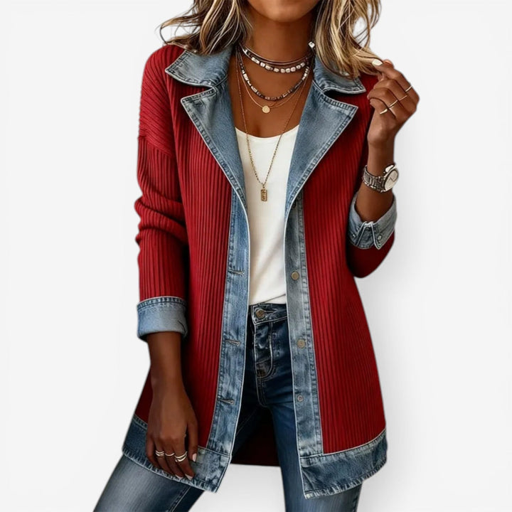 Annelie | Women's knit denim jacket with mixed materials