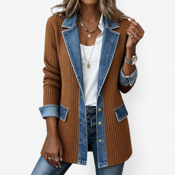 Annelie | Women's knit denim jacket with mixed materials
