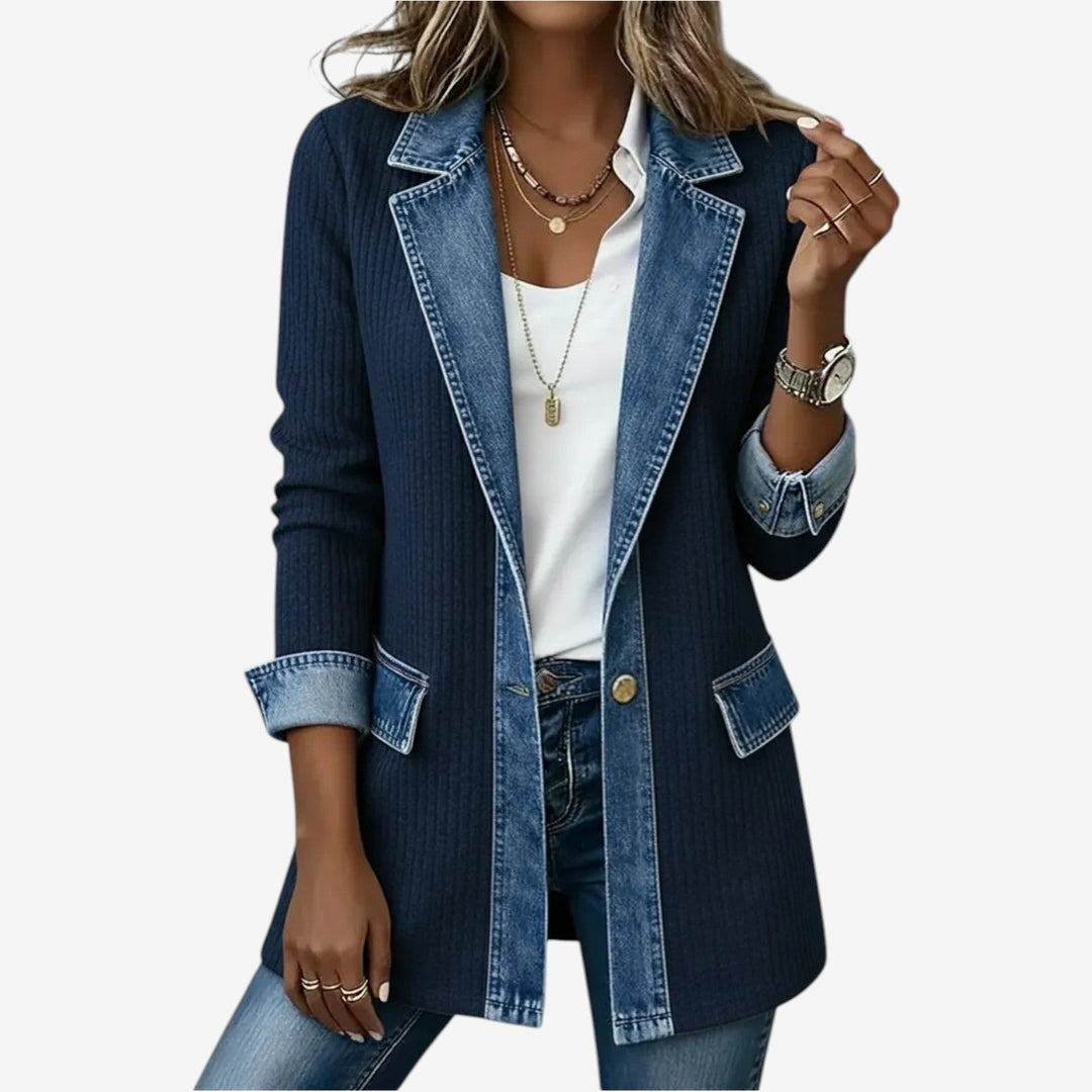 Annelie | Women's knit denim jacket with mixed materials