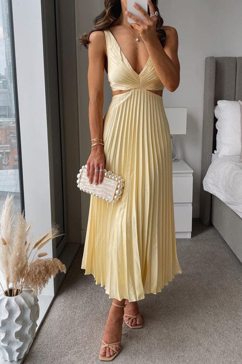 Carla | Damen Ärmellos Midikleid mit V-Ausschnitt