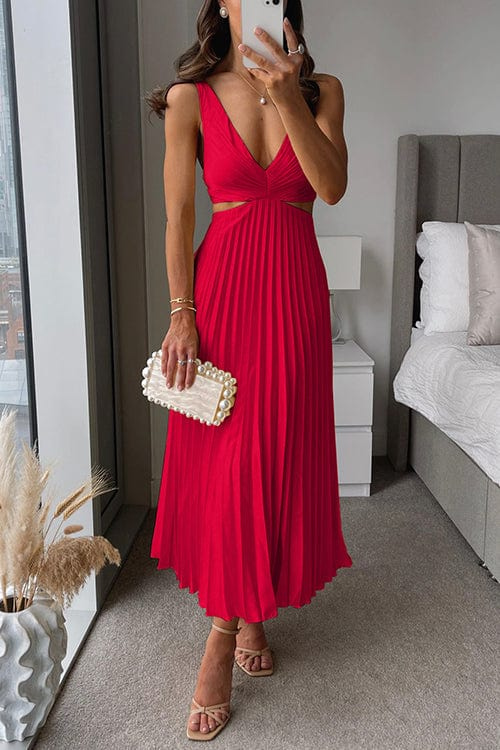 Carla | Damen Ärmellos Midikleid mit V-Ausschnitt