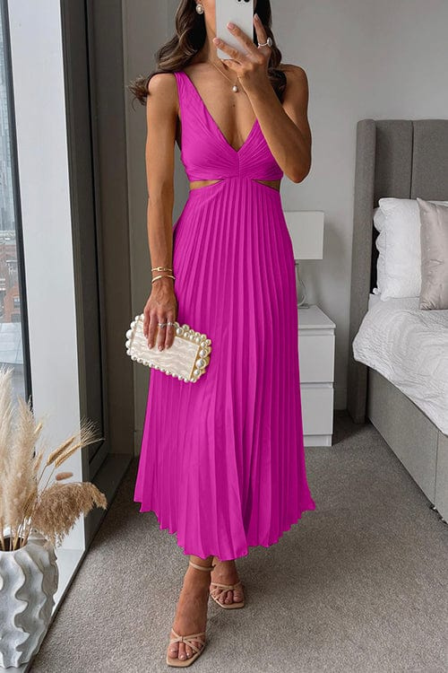 Carla | Damen Ärmellos Midikleid mit V-Ausschnitt