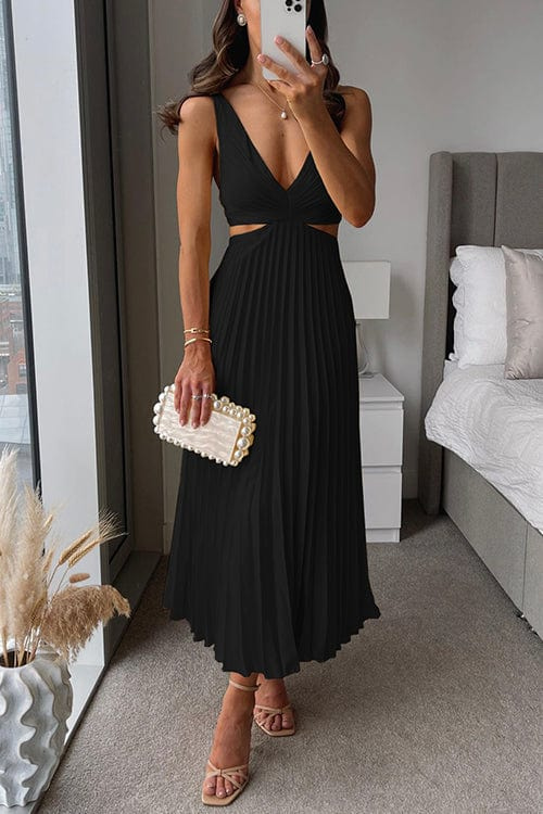 Carla | Damen Ärmellos Midikleid mit V-Ausschnitt