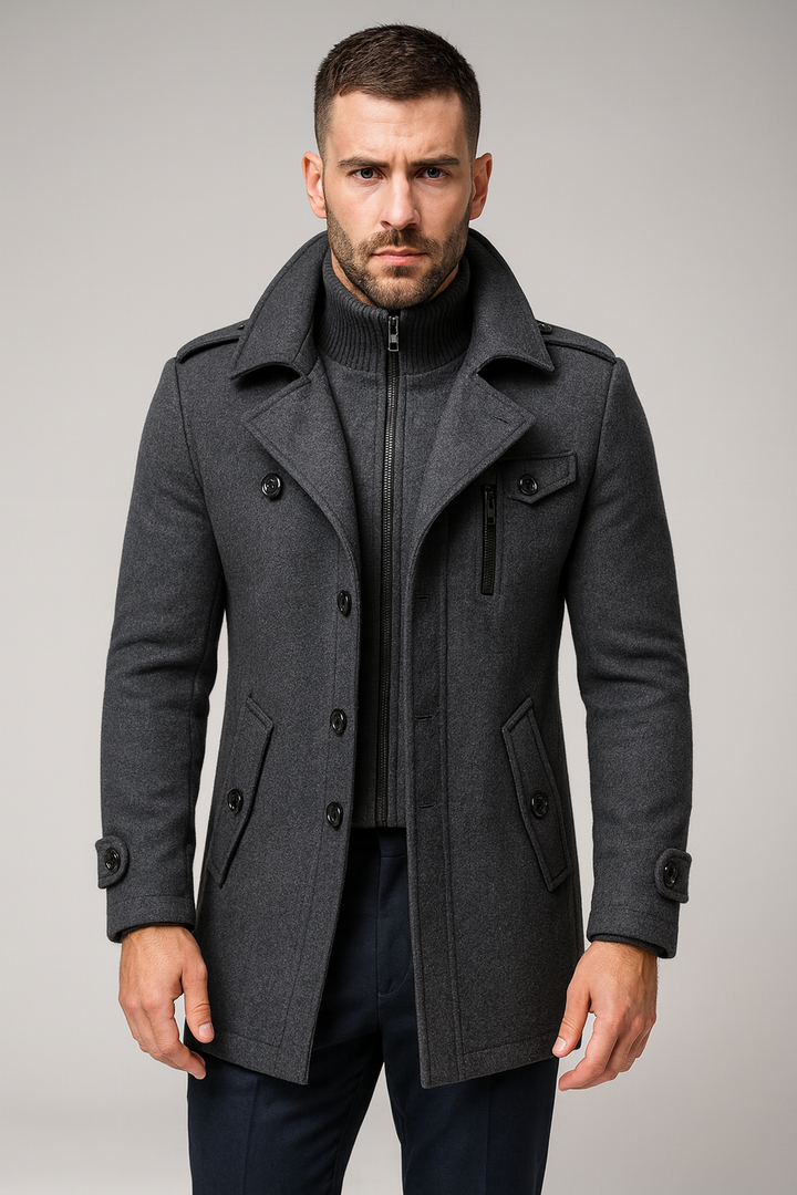 Damian | Herren Wollmantel mit Reissverschluss