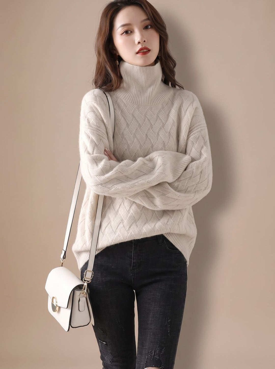 Ella | Damen Winterpullover mit Zopfmuster