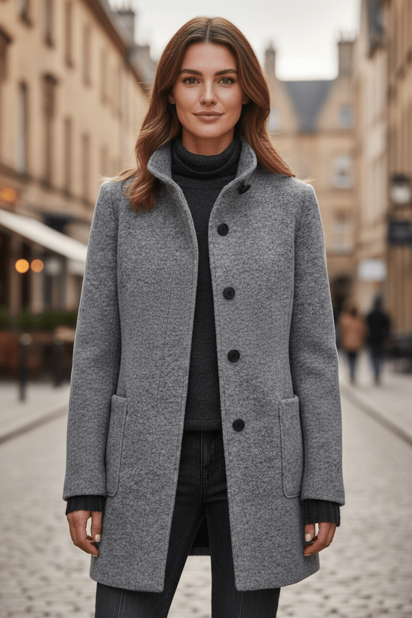 Emilia | Manteau pour femme en mélange de laine avec col montant