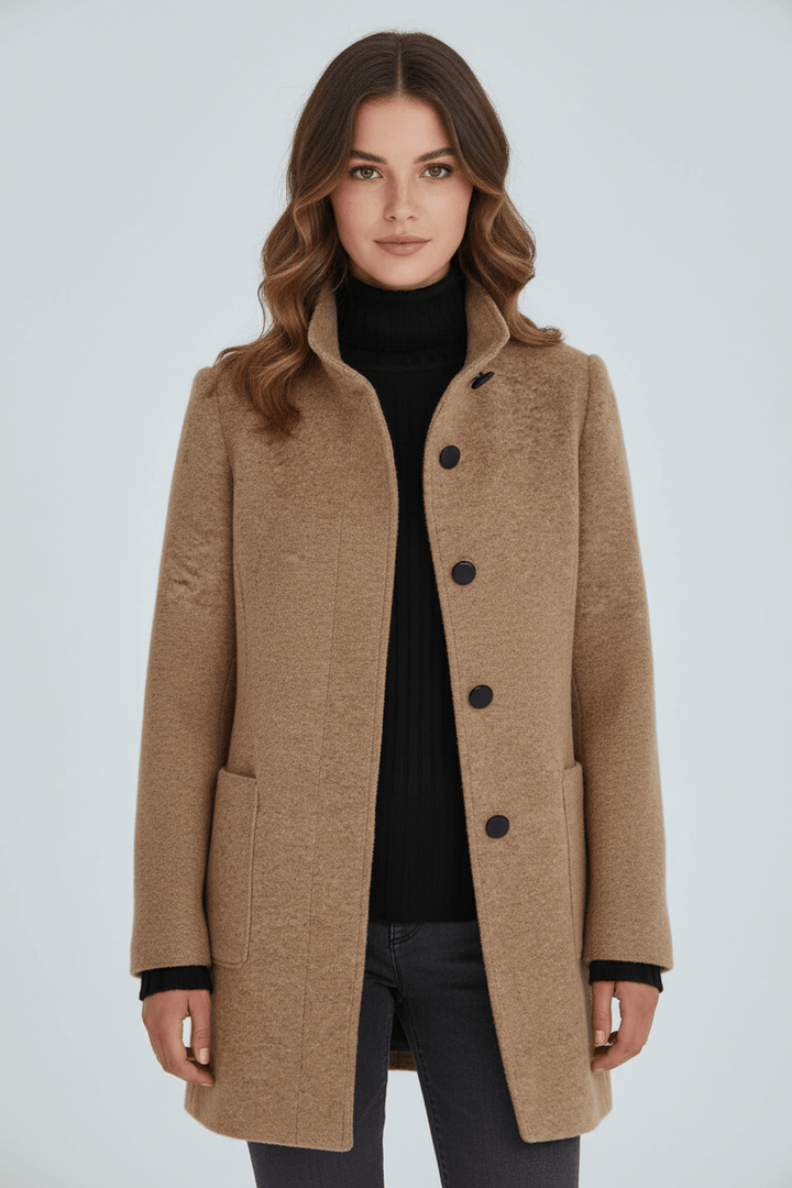 Emilia | Manteau pour femme en mélange de laine avec col montant