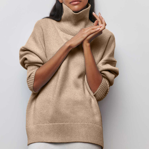 Emma | Damen Oversized Rollkragen Strickpullover