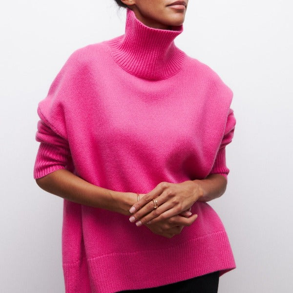 Emma | Damen Oversized Rollkragen Strickpullover