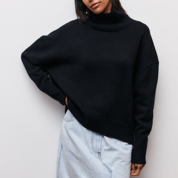 Emma | Damen Oversized Rollkragen Strickpullover