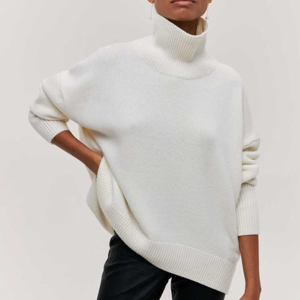 Emma | Damen Oversized Rollkragen Strickpullover