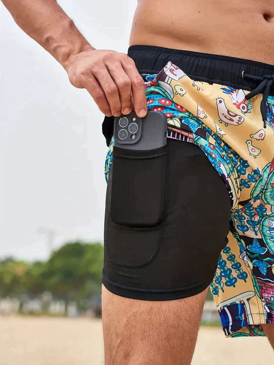 Fabian | Herren Bedruckte Badehose mit Innenslip