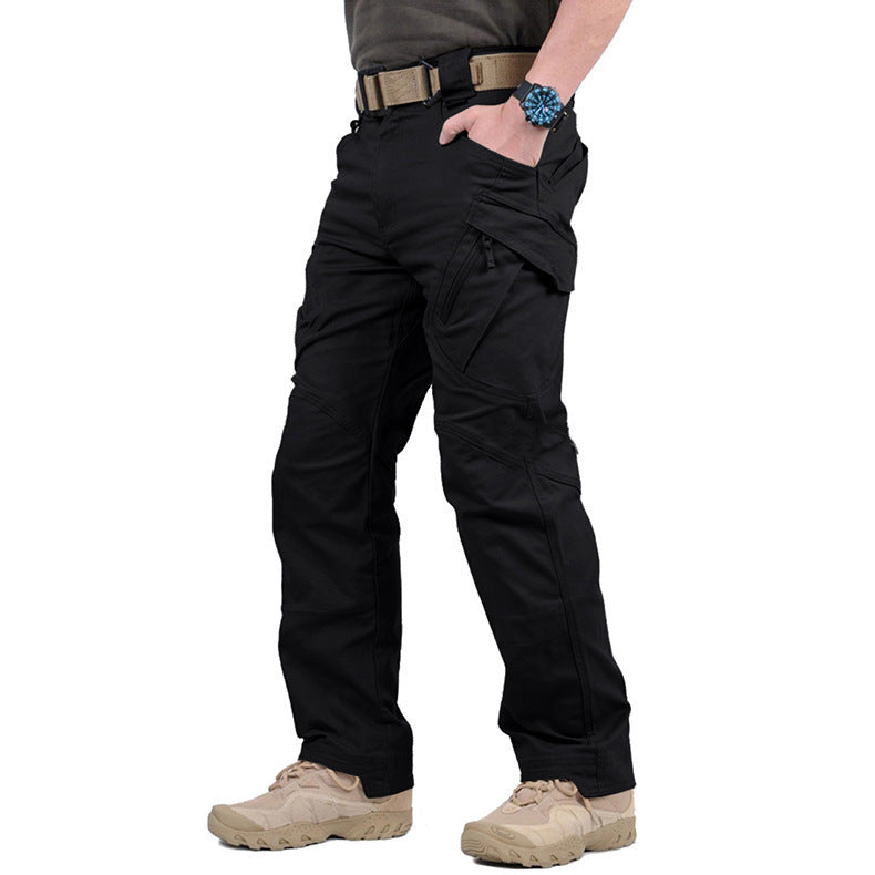 Schwarze Fabrice Tactical Cargohose mit funktionalen Seitentaschen, verstärkten Nähten und robustem Material für Outdoor-Aktivitäten.