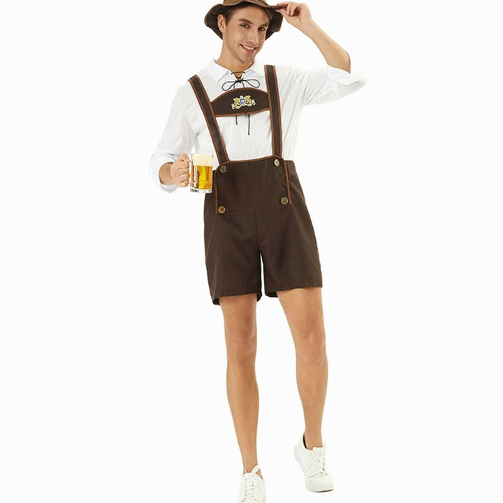 Felix | Herren Oktoberfest Kunstlederhose Trachten-Latzhose mit Hosenträgern