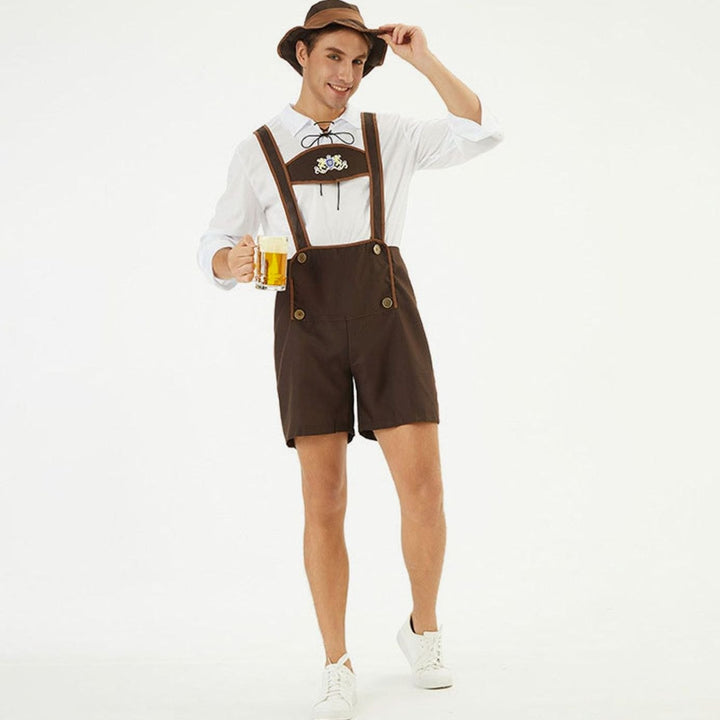 Felix | Herren Oktoberfest Kunstlederhose Trachten-Latzhose mit Hosenträgern