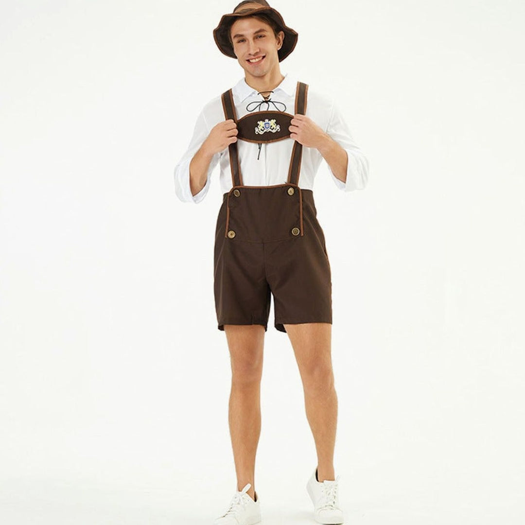 Felix | Herren Oktoberfest Kunstlederhose Trachten-Latzhose mit Hosenträgern
