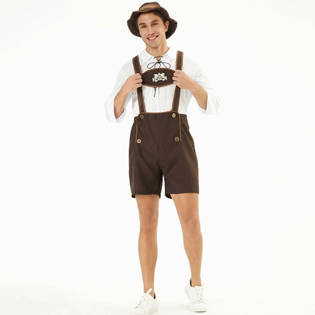 Felix | Herren Oktoberfest Kunstlederhose Trachten-Latzhose mit Hosenträgern