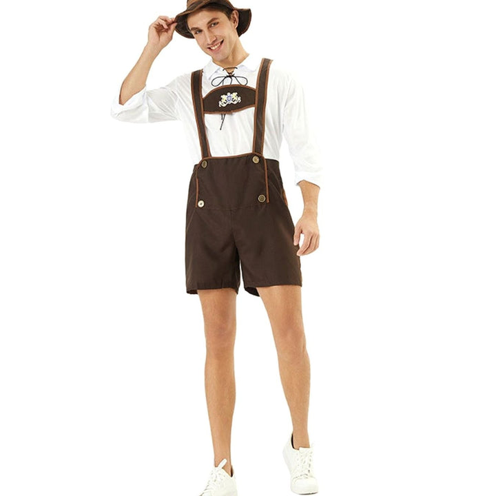 Felix | Herren Oktoberfest Kunstlederhose Trachten-Latzhose mit Hosenträgern