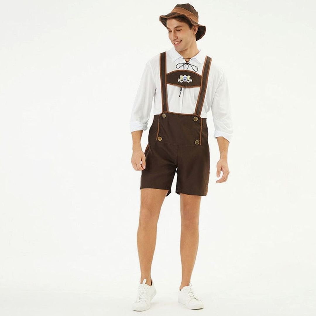 Felix | Herren Oktoberfest Kunstlederhose Trachten-Latzhose mit Hosenträgern