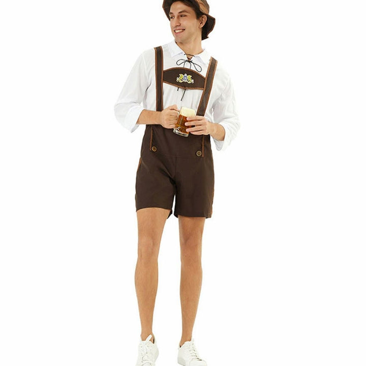 Felix | Herren Oktoberfest Kunstlederhose Trachten-Latzhose mit Hosenträgern