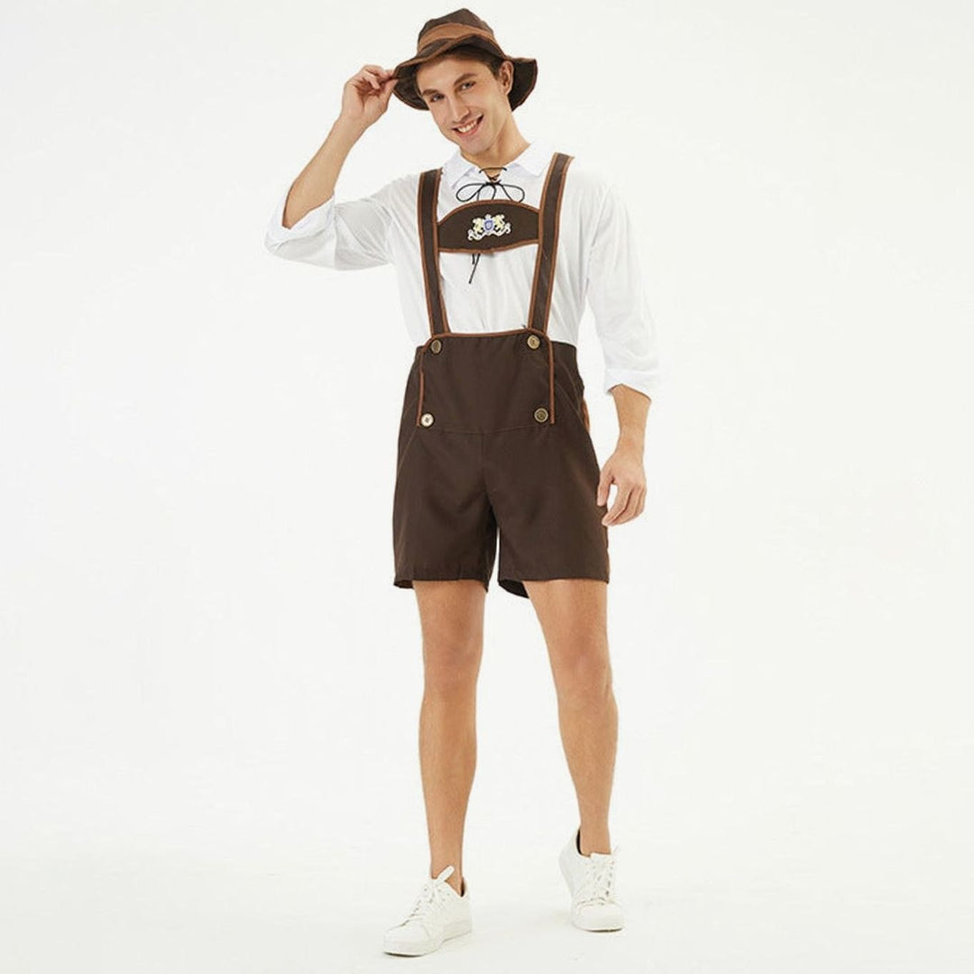 Felix | Herren Oktoberfest Kunstlederhose Trachten-Latzhose mit Hosenträgern