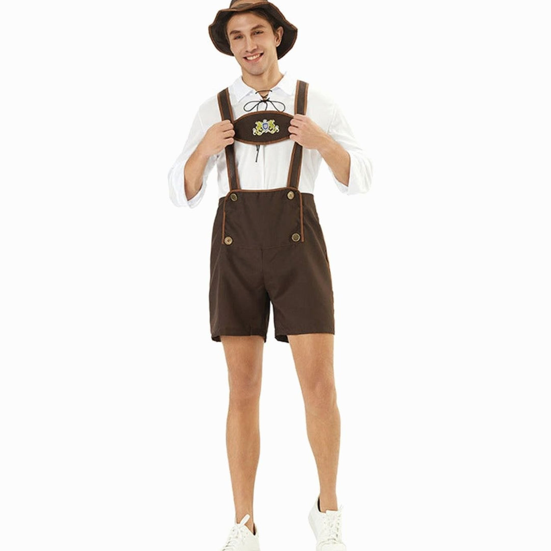 Felix | Herren Oktoberfest Kunstlederhose Trachten-Latzhose mit Hosenträgern