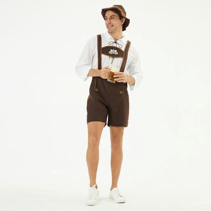 Felix | Herren Oktoberfest Kunstlederhose Trachten-Latzhose mit Hosenträgern