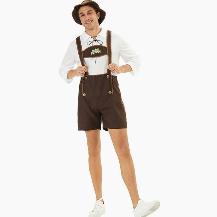 Felix | Herren Oktoberfest Kunstlederhose Trachten-Latzhose mit Hosenträgern