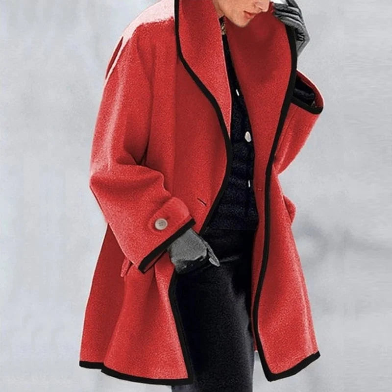 Franziska | Manteau en laine à bordures contrastantes pour femme
