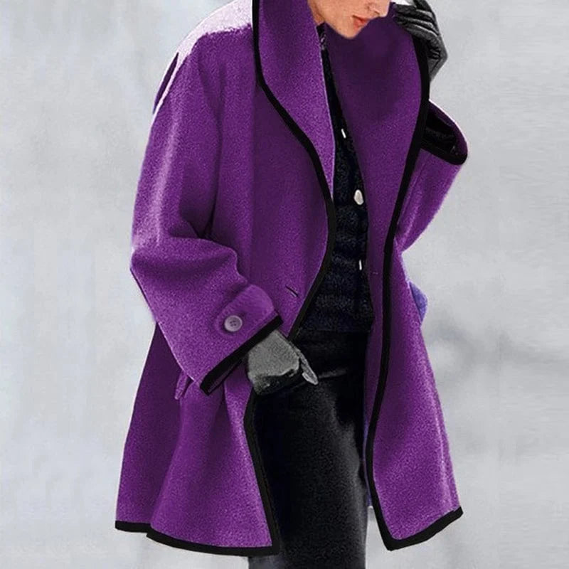 Franziska | Manteau en laine à bordures contrastantes pour femme