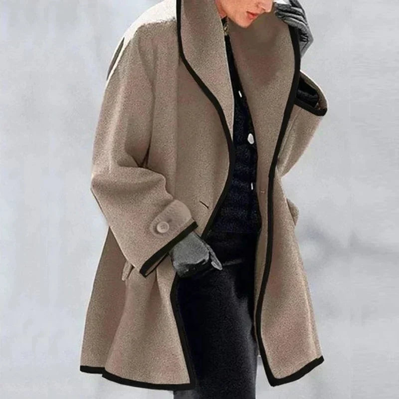Franziska | Manteau en laine à bordures contrastantes pour femme