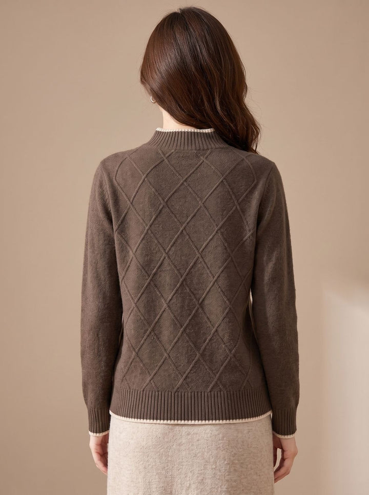 Hanna | Women's Turtleneck Sweater with Diamond Pattern
