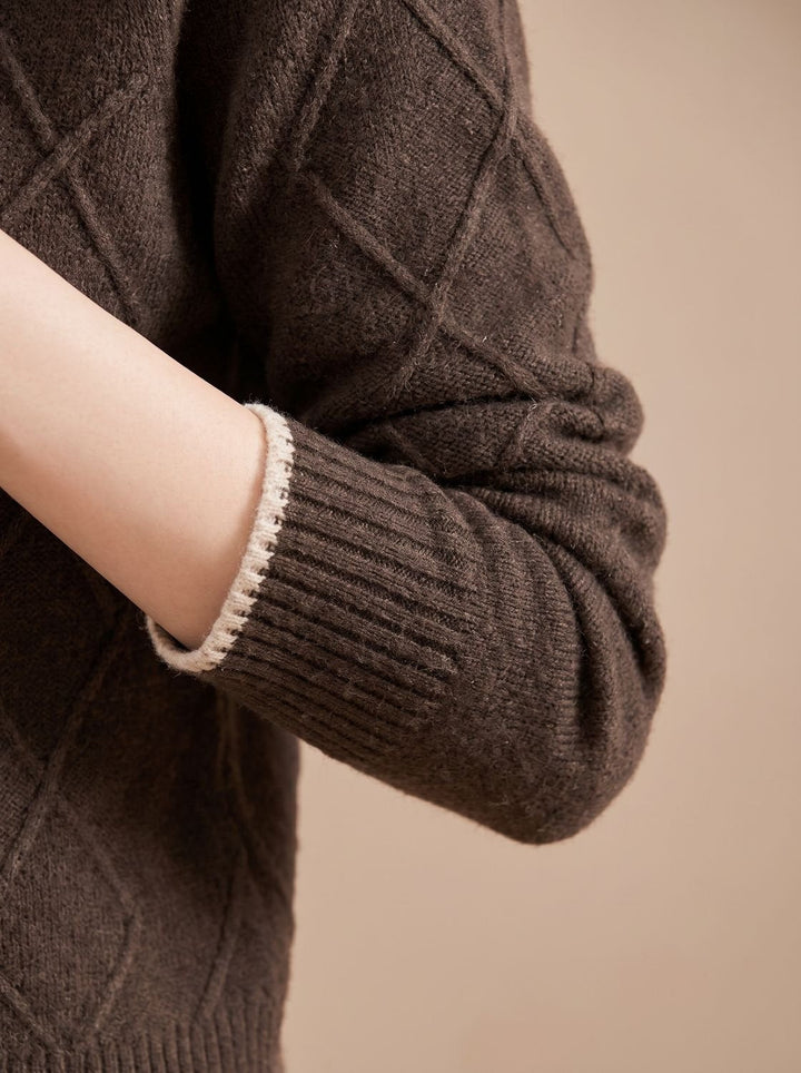 Hanna | Women's Turtleneck Sweater with Diamond Pattern