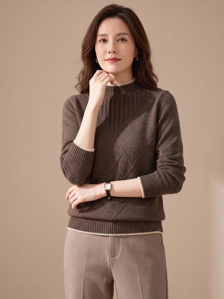 Hanna | Women's Turtleneck Sweater with Diamond Pattern