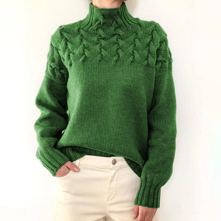 Helena | Damen Zopfmuster Rollkragen Strickpullover