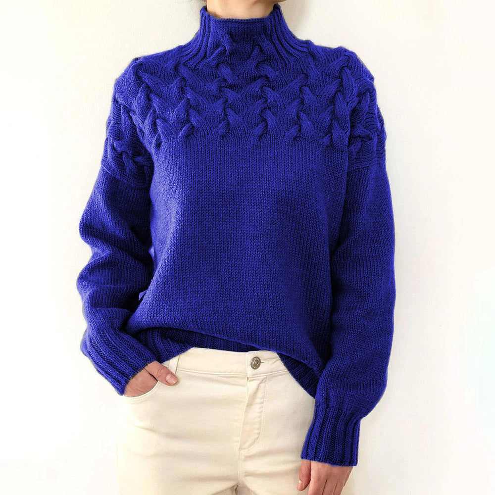 Helena | Damen Zopfmuster Rollkragen Strickpullover