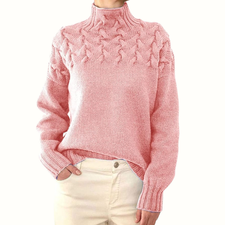 Helena | Damen Zopfmuster Rollkragen Strickpullover
