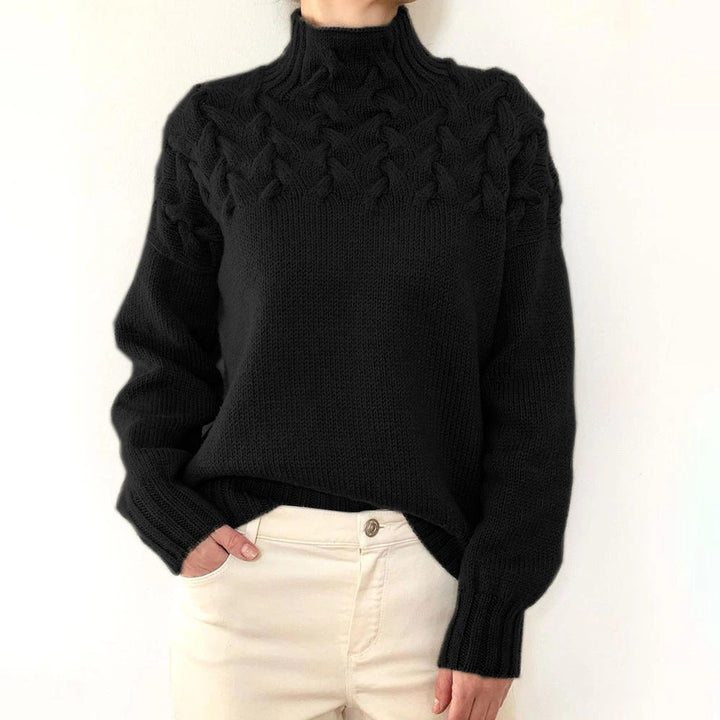 Helena | Damen Zopfmuster Rollkragen Strickpullover