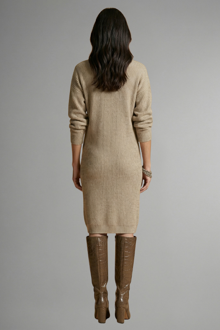 Ida | Robe en maille côtelée avec patte de boutonnage pour femme