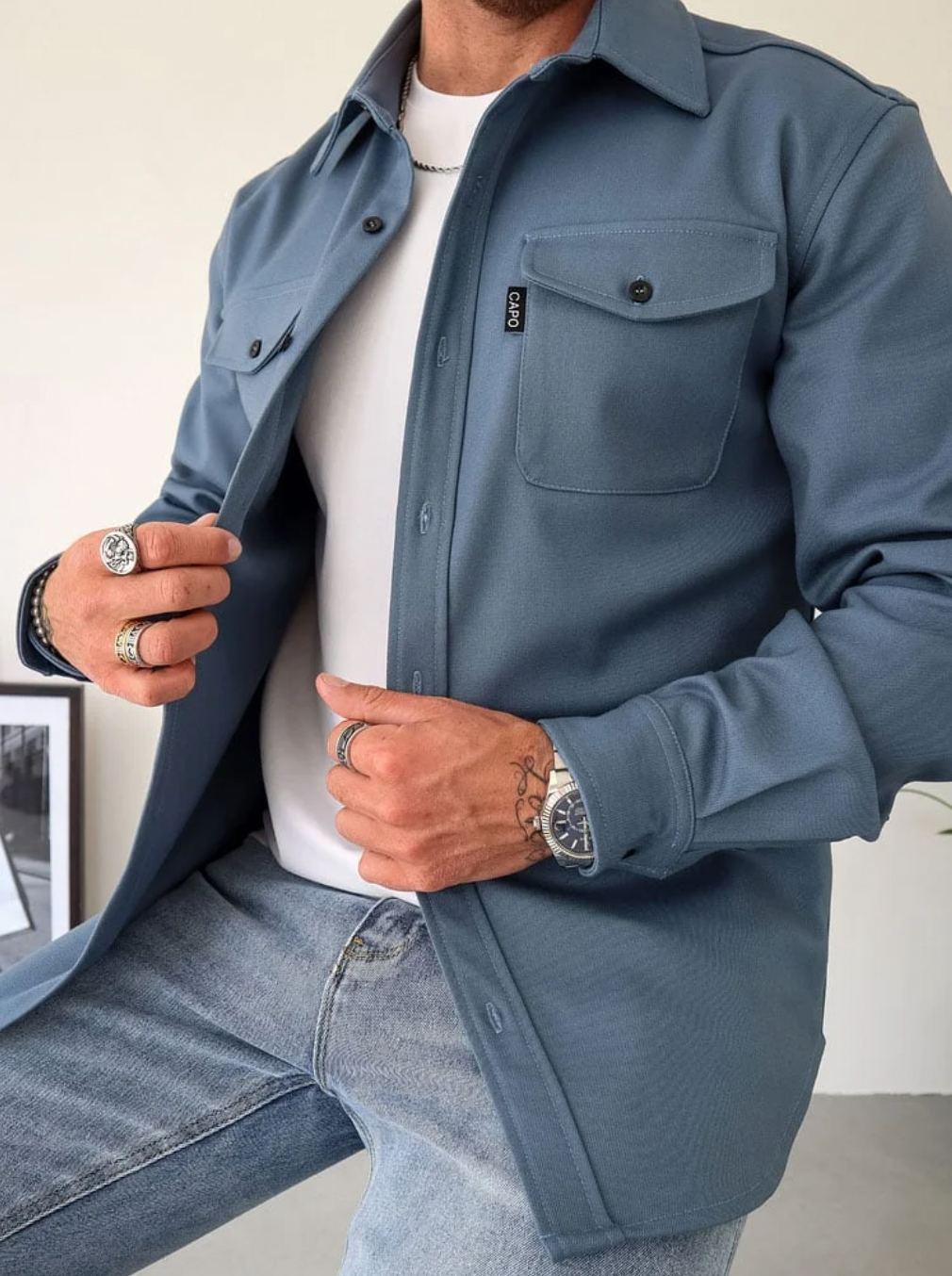 Jonas | Herren Hemdjacke mit Brusttaschen
