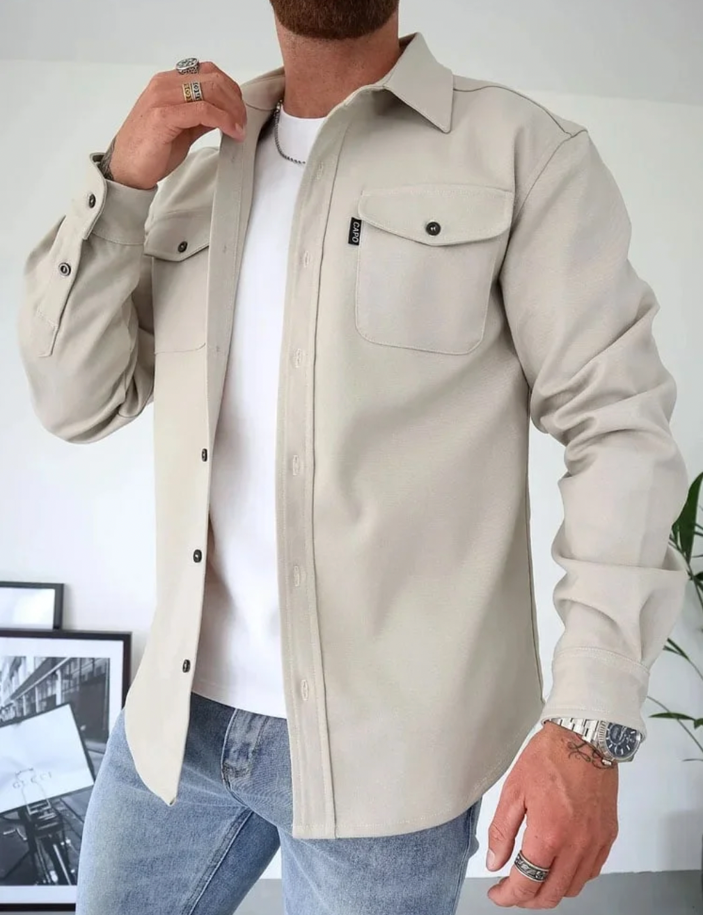 Jonas | Herren Hemdjacke mit Brusttaschen