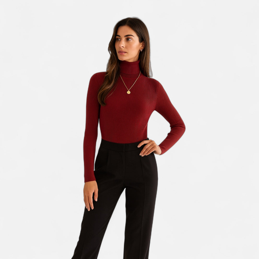 Julia | Pull à col roulé côtelé pour femme
