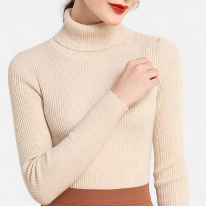 Julia | Pull à col roulé côtelé pour femme