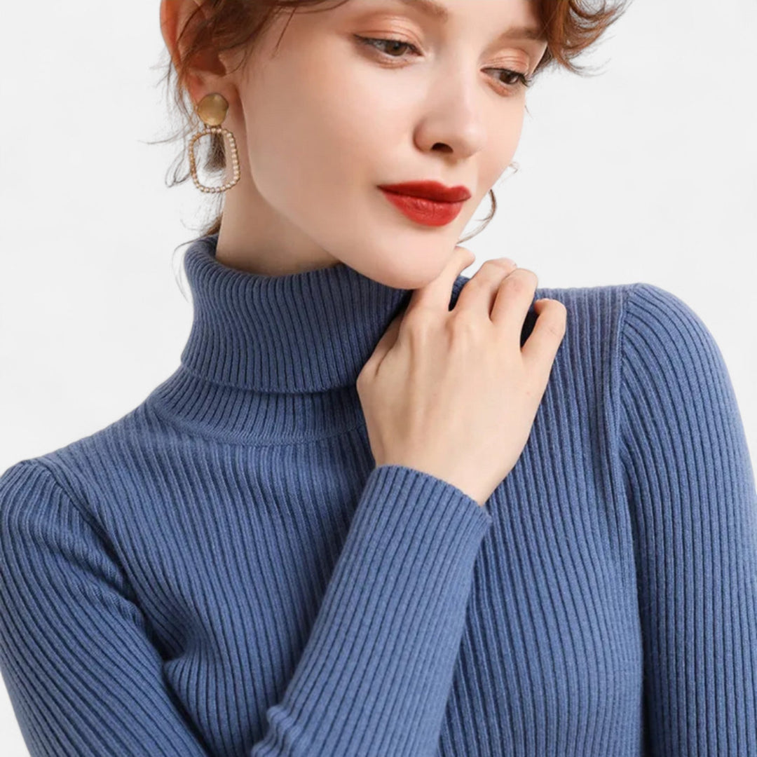 Julia | Pull à col roulé côtelé pour femme