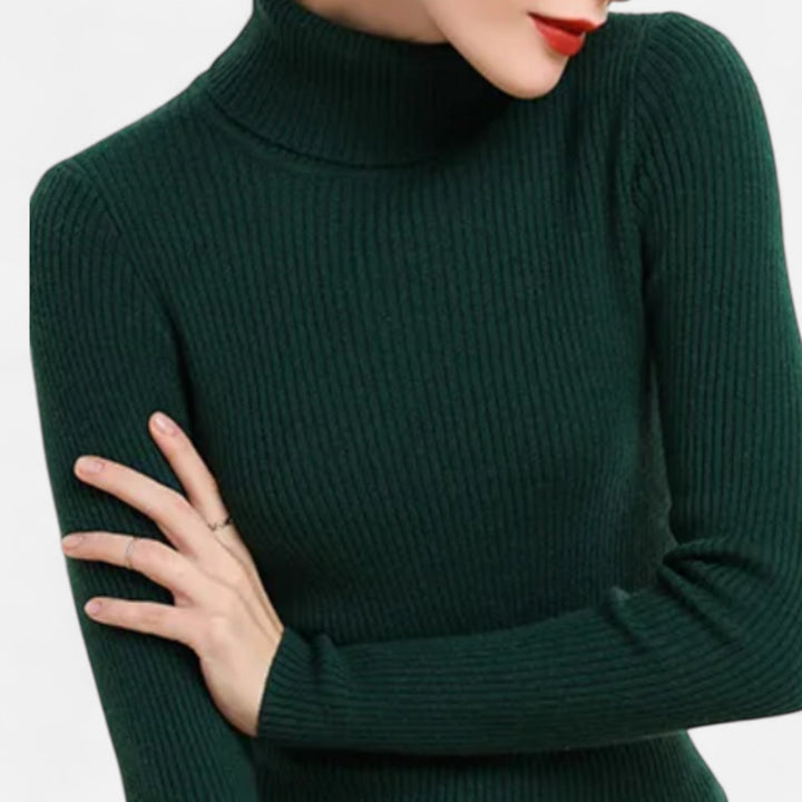 Julia | Pull à col roulé côtelé pour femme