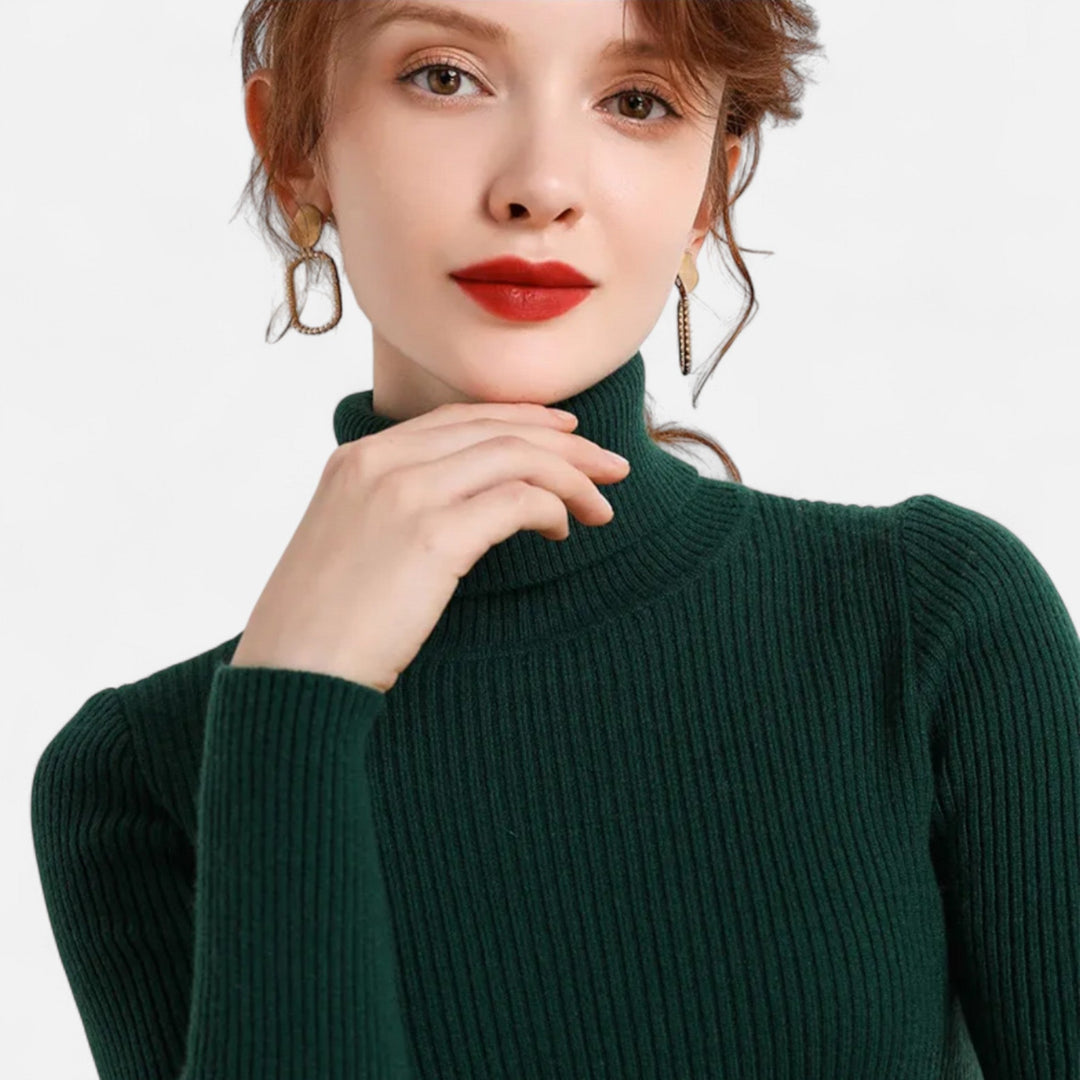 Julia | Pull à col roulé côtelé pour femme