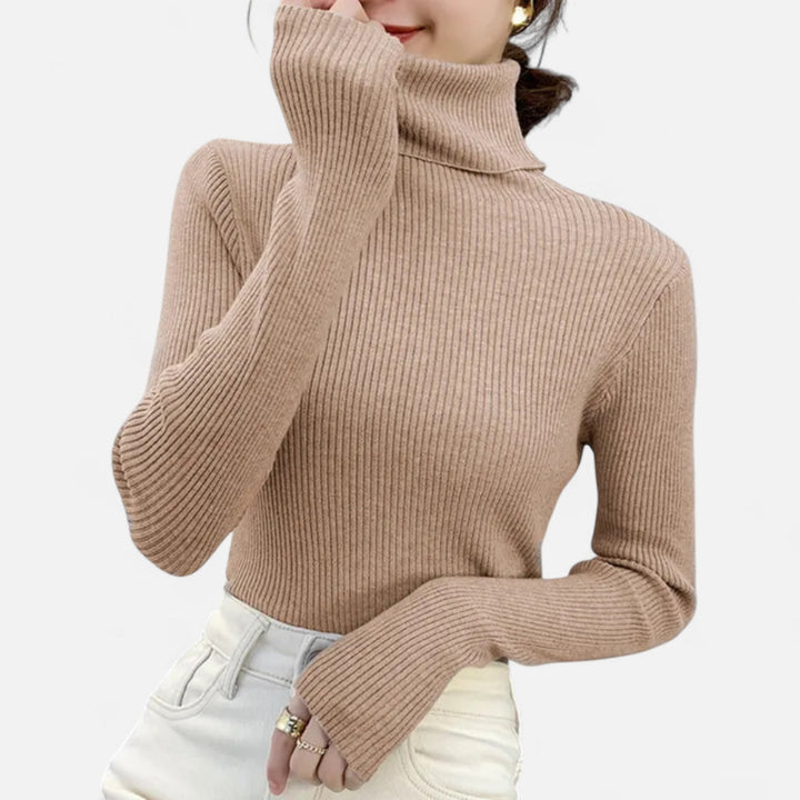 Julia | Pull à col roulé côtelé pour femme