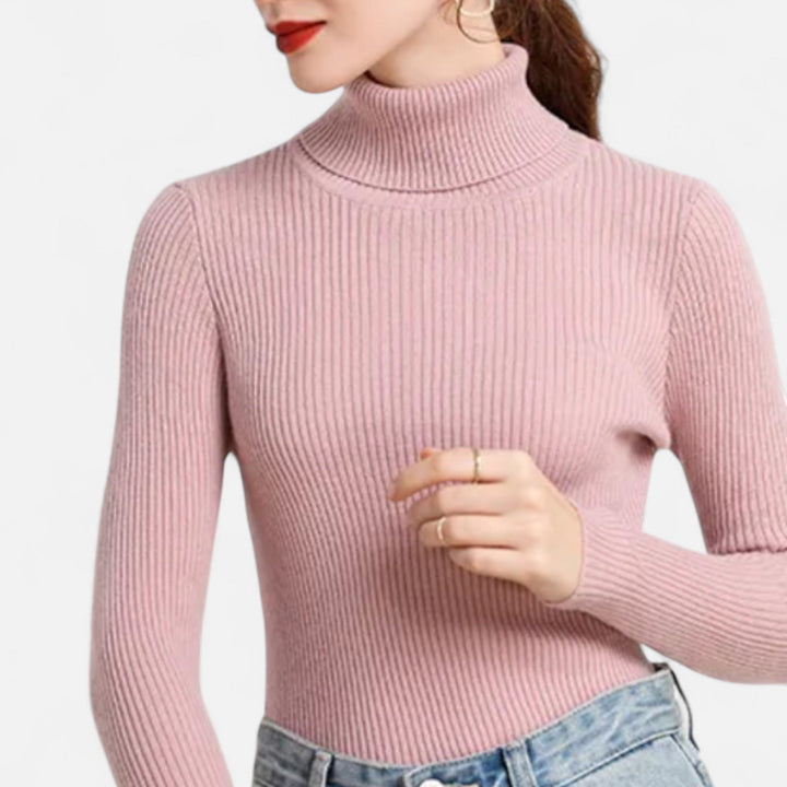Julia | Pull à col roulé côtelé pour femme